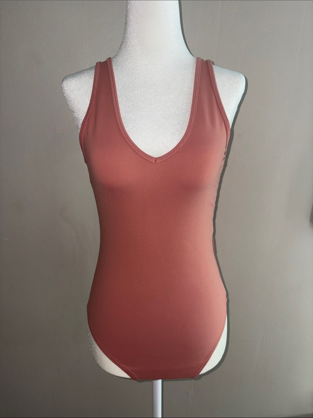 A&F - Women’s Tank Bodysuit – Sleek V-Neck Top (Brick)